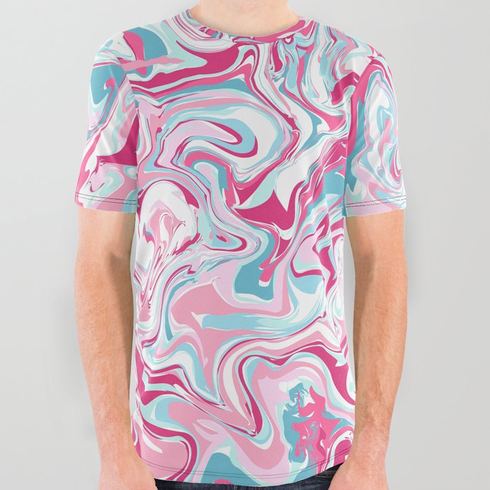 Pink Marble All Over Graphic Tee