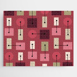 Atomic Age Simple Shapes Maroon Burgundy Jigsaw Puzzle