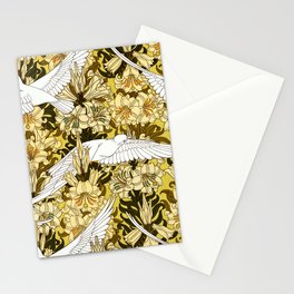 Vintage Art Nouveau White Doves and Lilies Stationery Card