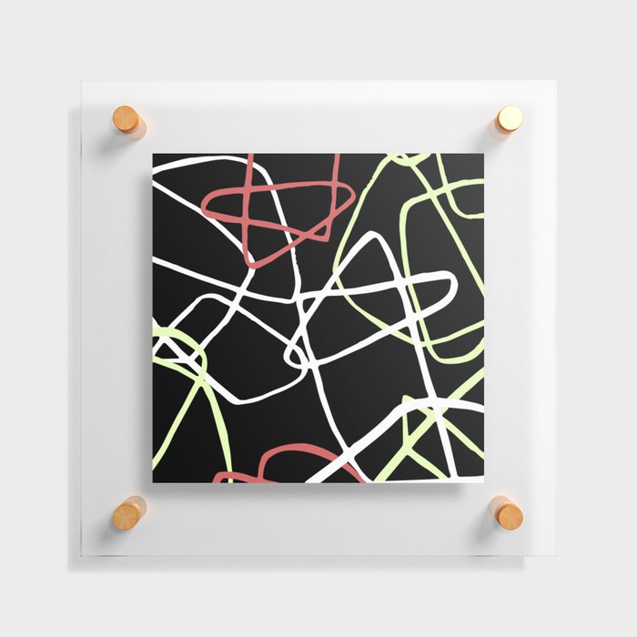 Pattern Art Lines Colorful Red White Yellow Black Floating Acrylic Print
