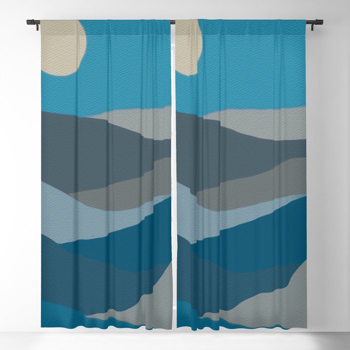 Blue Hills - teal gray, seafoam, turquoise, taupe, blue Blackout Curtain