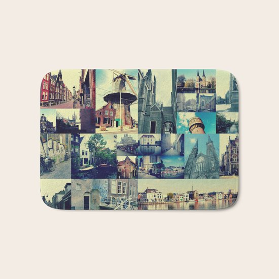 Photo collage Delft 5 Bath Mat