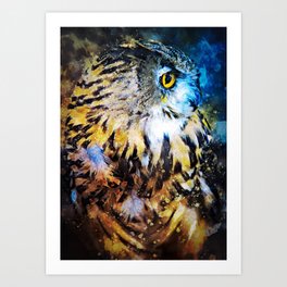 Watercolor Animals Owl Art Print