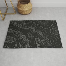 Black & White Topography map Area & Throw Rug