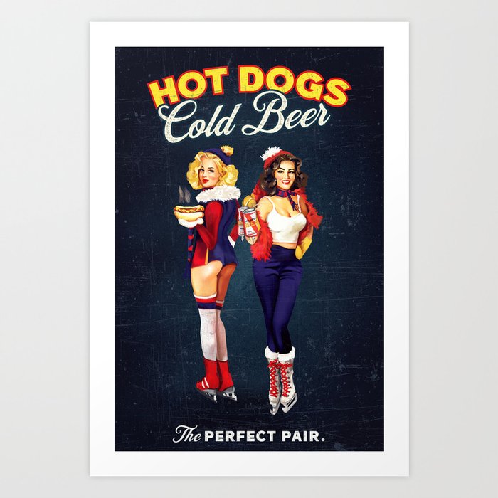 Hot Dogs & Cold Beer: The Perfect Pair Art Print