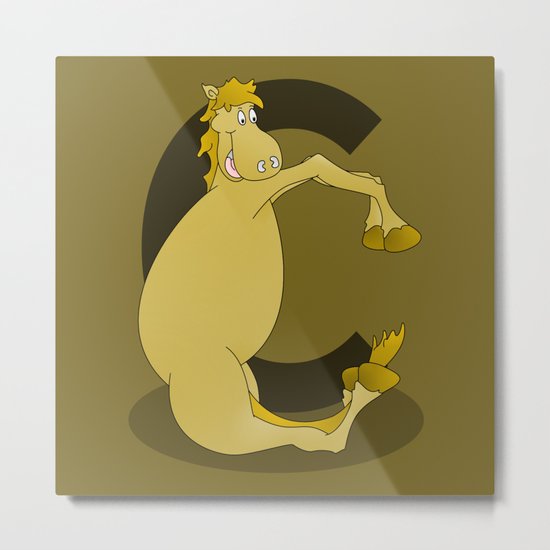 Pony Monogram Letter C Metal Print