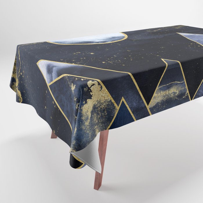 Mountains of Gold - Navy Blue Moon Geometric Tablecloth