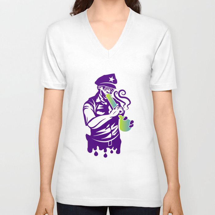 Purple Drank Cop Bong V Neck T Shirt by qqdesigns Society6