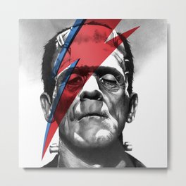 Frankenstein's Monster X Bowie, based on my original hand-drawn graphite illustration Metal Print