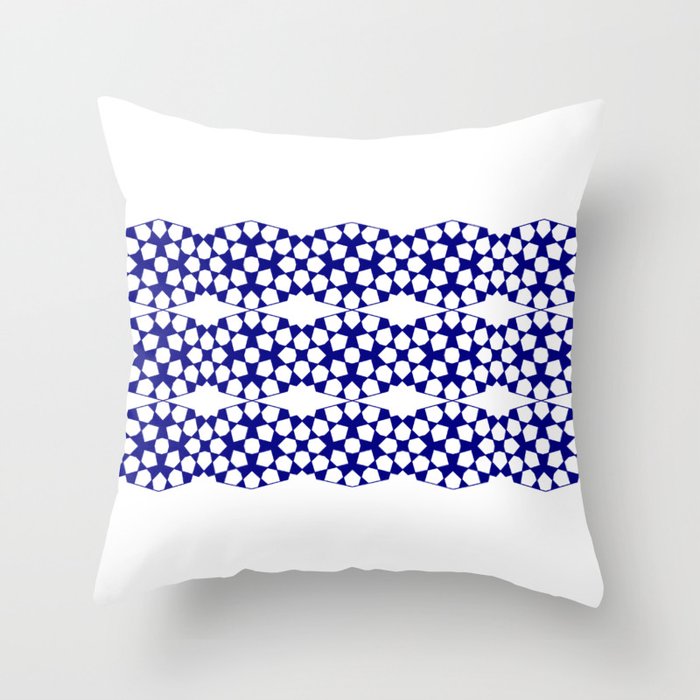 Bibi geometric stripe design in blue Throw Pillow