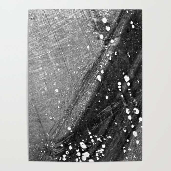 Abstract Black and White Grey Paint Metal Weathered Texture Poster