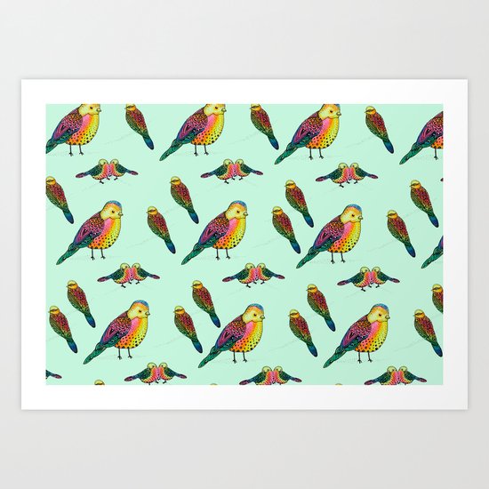 Rainbow birds Art Print