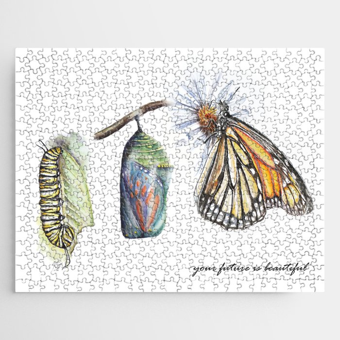 Monarch; Caterpillar, Chrysalis, Butterfly Lifecycle; "Your Future is Beautiful" Jigsaw Puzzle