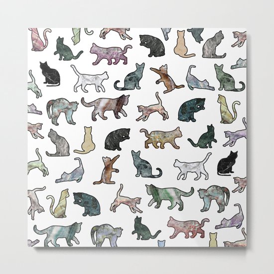 Cats shaped Marble - White Metal Print