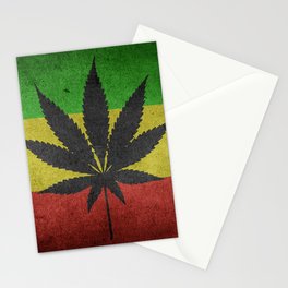 Green yellow and red color Cannabis Marijuana flag Stationery Card