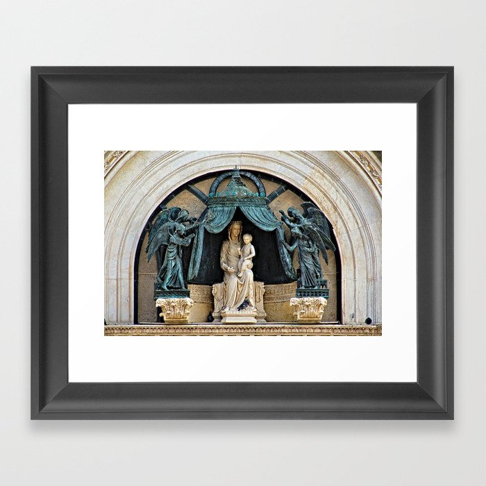 Orvieto Cathedral Madonna and Child Angels Facade Sculpture Closeup Framed Art Print