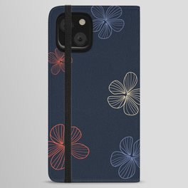 Blue striped batik flower pattern iPhone Wallet Case