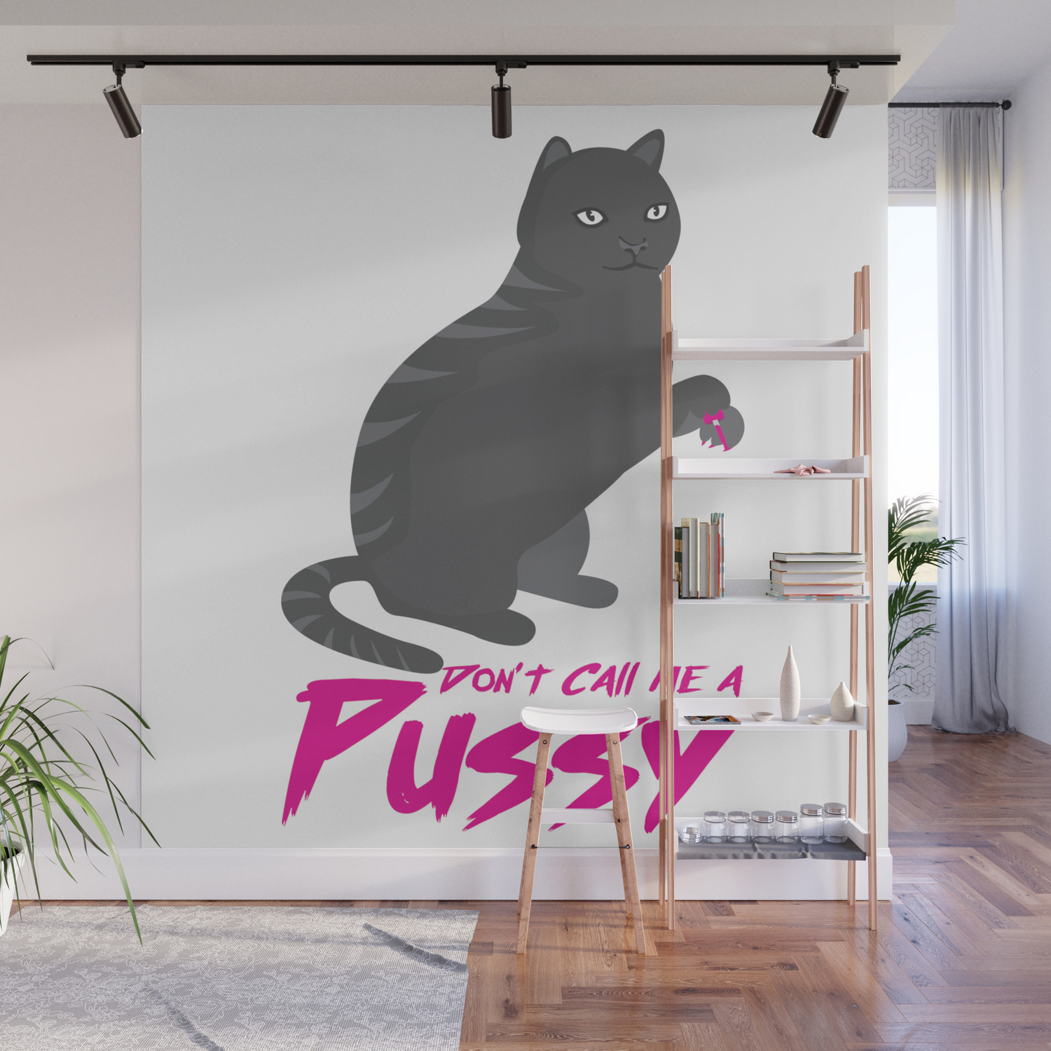 Cat Lover Painting Nails Pussy Kitten Feline Gift Wall Mural By