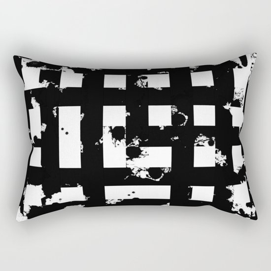 Splatter Hatch - Black and white, abstract hatched pattern Rectangular Pillow