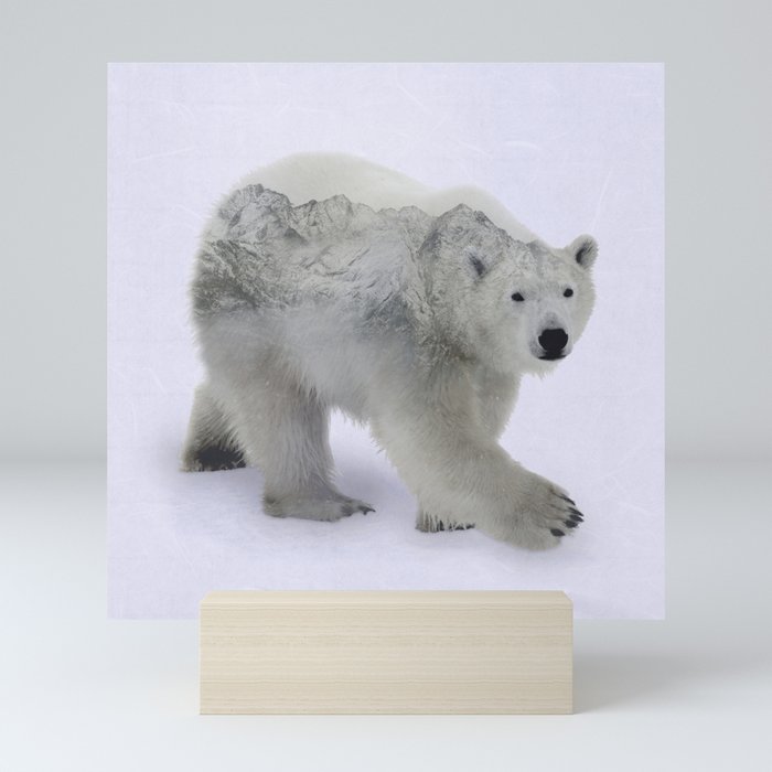 Polar Bear and Mountains Mini Art Print
