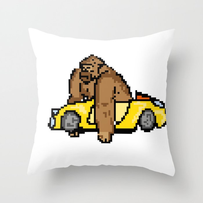 gorilla in a car Throw Pillow