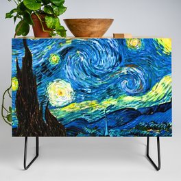 The Starry Night Vincent van Gogh Dutch painter Credenza