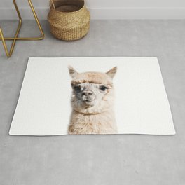 Baby Alpaca, Farm Animals, Art for Kids, Baby Animals Art Print By Synplus Area & Throw Rug