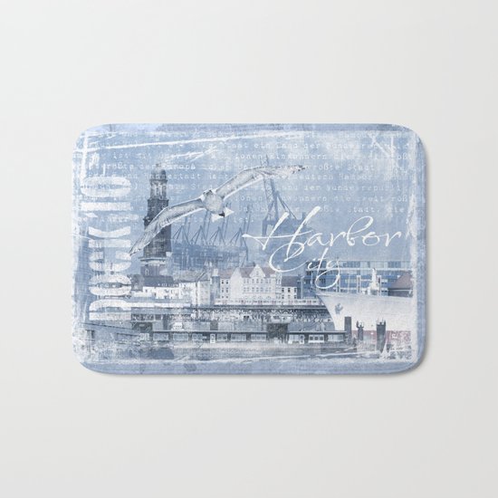 Harbor City Hamburg Germany mixed media Art Bath Mat
