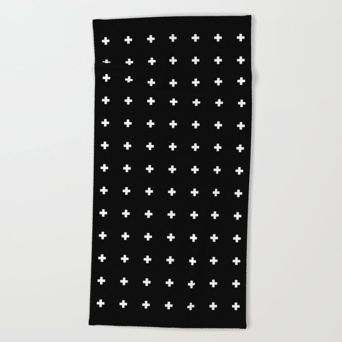 Swiss Cross Black Small Beach Towel