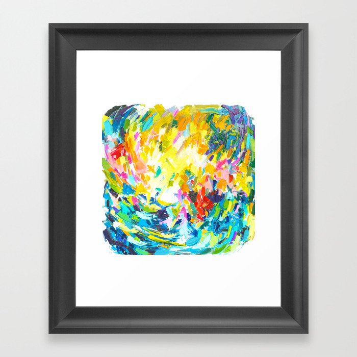Colorful Contemporary Abstract Painting with Bright Colors and Fun Texture Framed Art Print