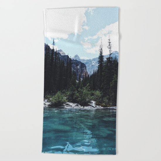 Glacier Creek, Moraine lake Banff Beach Towel
