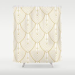 Gold and white art-deco pattern Shower Curtain