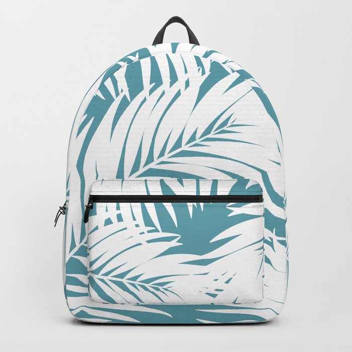Palm Tree Fronds White on Soft Blue Hawaii Tropical Décor Backpack