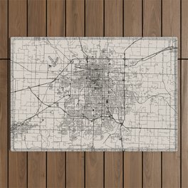 Springfield, Missouri - USA - Black and White Minimal City Map Outdoor Rug