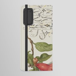 Vintage calligraphic art with flowers and peach Android Wallet Case