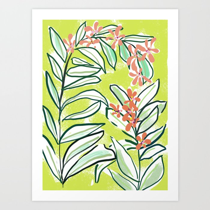 Freestyle branch with flowers Art Print