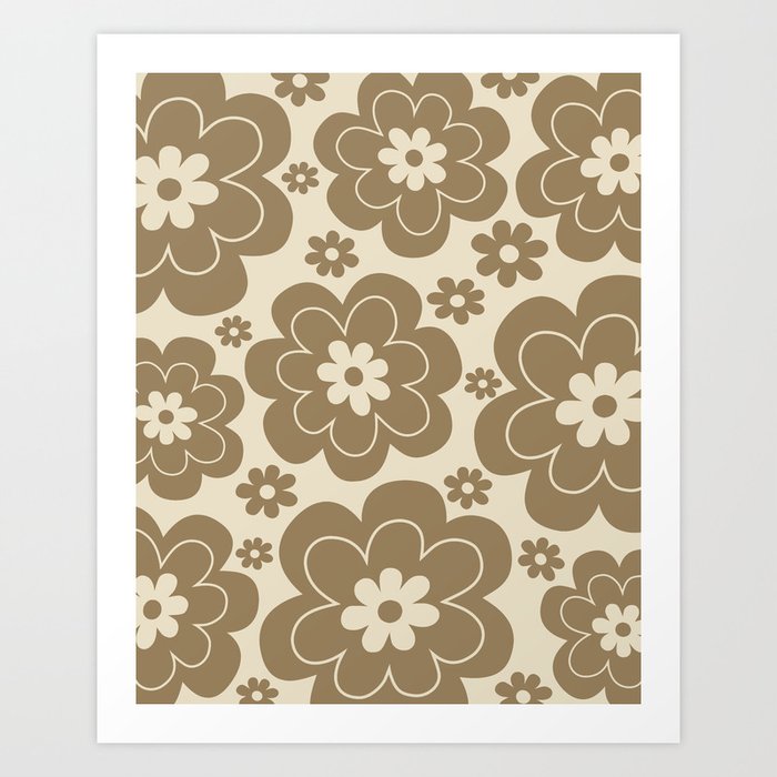 Retro Flower Pattern 611 Art Print