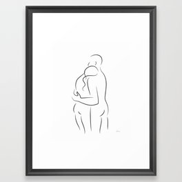 Man and woman - romantic nude line drawing of couple. Framed Art Print | Drawing, Line, Sketch, Couple, Manandwoman, Embrace, Romantic, Minimalist, Forbedroom, Nude 