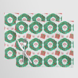 Christmas Pattern Watercolor Wreath Gifts Floral Placemat