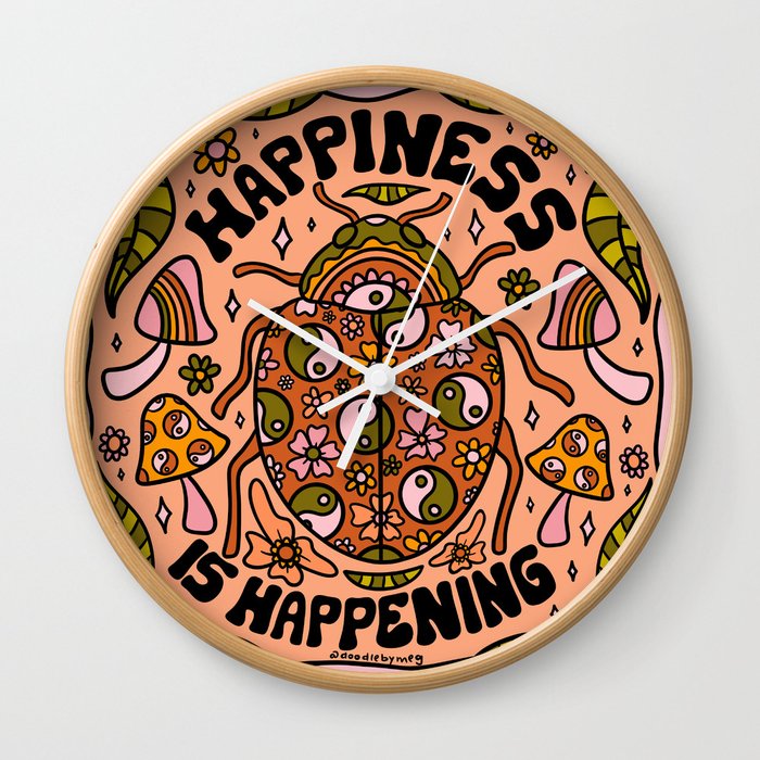 Happiness is Happening Wall Clock
