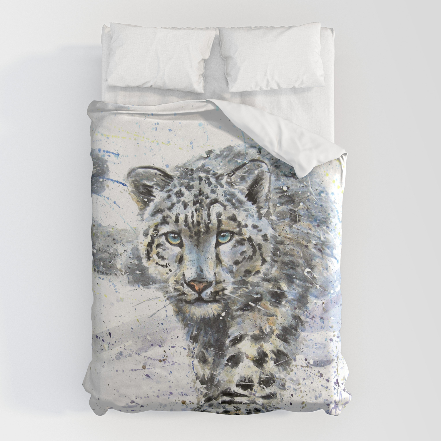 Snow Leopard Duvet Cover By Kostart, Snow Leopard Duvet Cover Queen