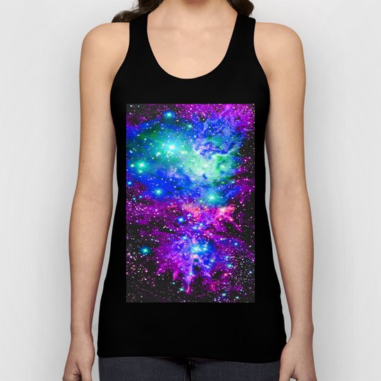 Fox Fur Nebula Galaxy Pink Purple Blue Unisex Tank Top