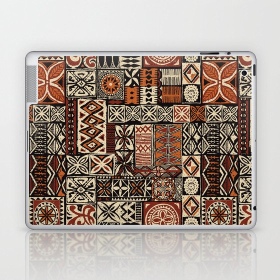 Hawaiian style tapa tribal fabric abstract patchwork vintage vintage pattern Laptop & iPad Skin
