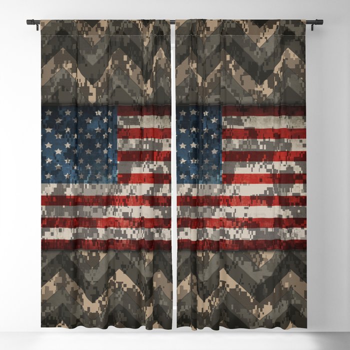 Digital Camo Patriotic Chevrons American Flag Blackout Curtain