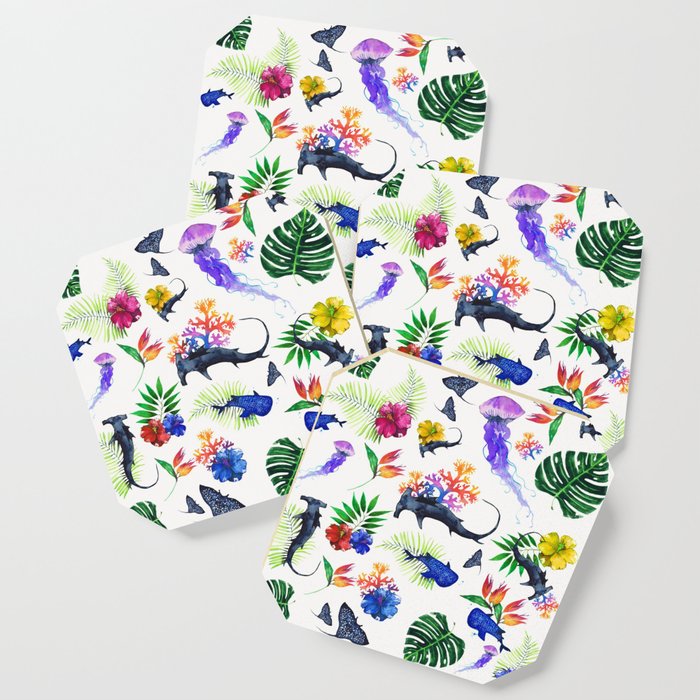 tropical shark pattern Coaster