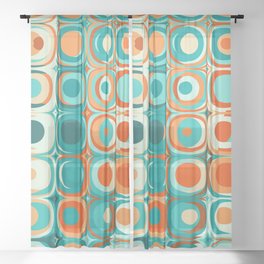 Orange and Turquoise Dots Sheer Curtain