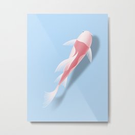 Koi Fish 3D Illustration  Metal Print | Oriental, Japanese, Pastel, Japan, Pink, China, Aquarium, Coral, Pond, Blue 