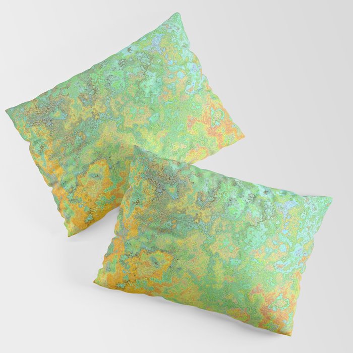 ABSTRACT OXIDIZE IN GREEN AND YELLOW. Pillow Sham