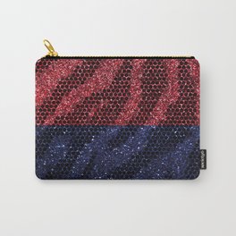 Glitter Red & Blue Zebra  Carry-All Pouch