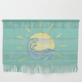 Sun Wave Aqua  Wall Hanging